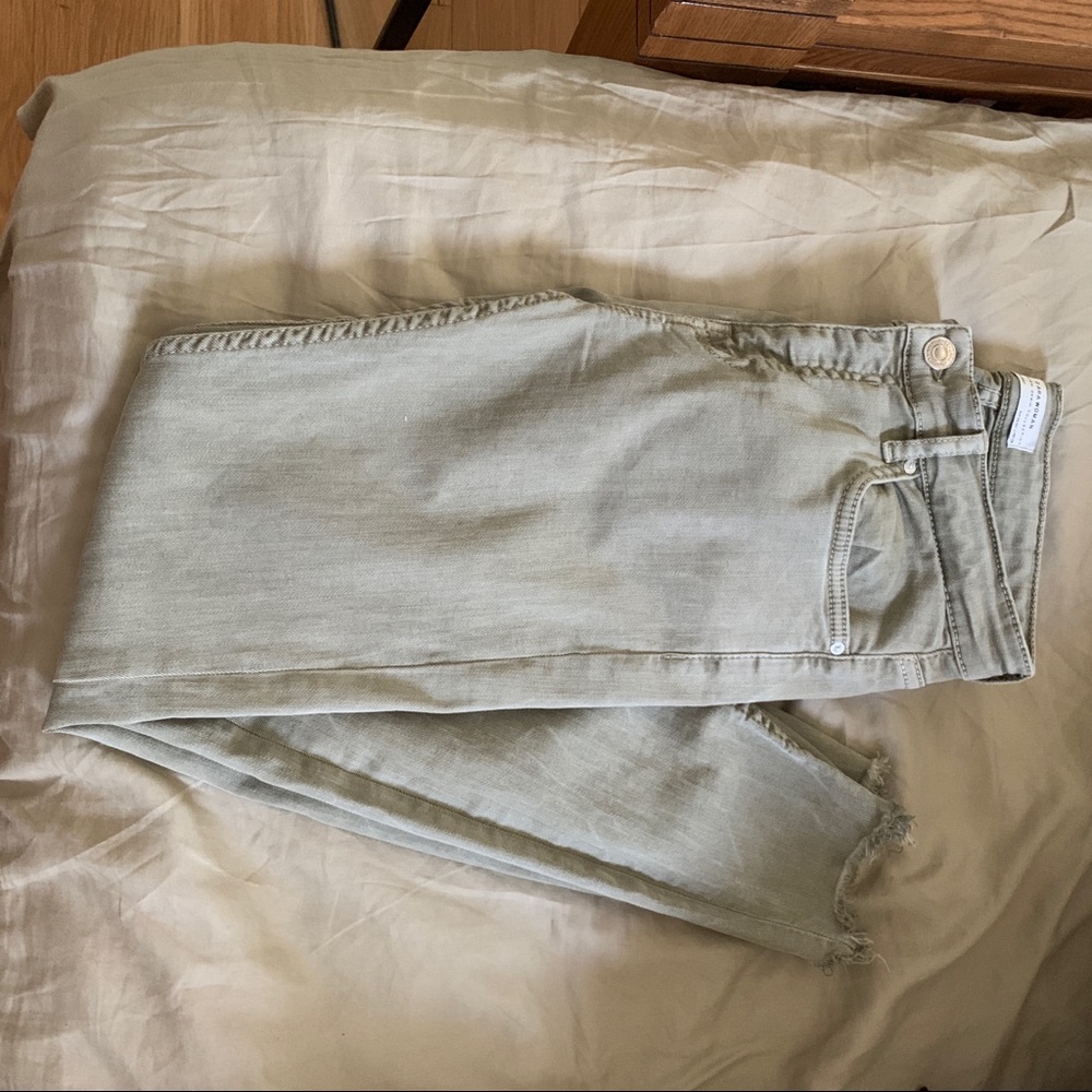 low rise Light Wash green jeans